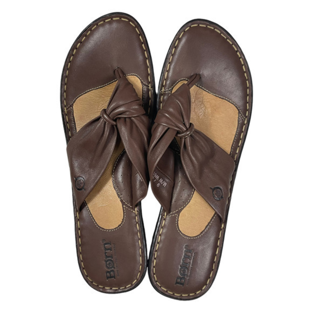 Born Sandals Size 9 Brown & Tan Flip Flop Wedge - Picture 1 of 6